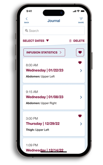 Hizentra app infusion journal sample